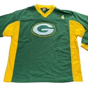 Green Bay Packers Fleece Mens XL Sweatshirt Brett Favre 4 Green Yellow
